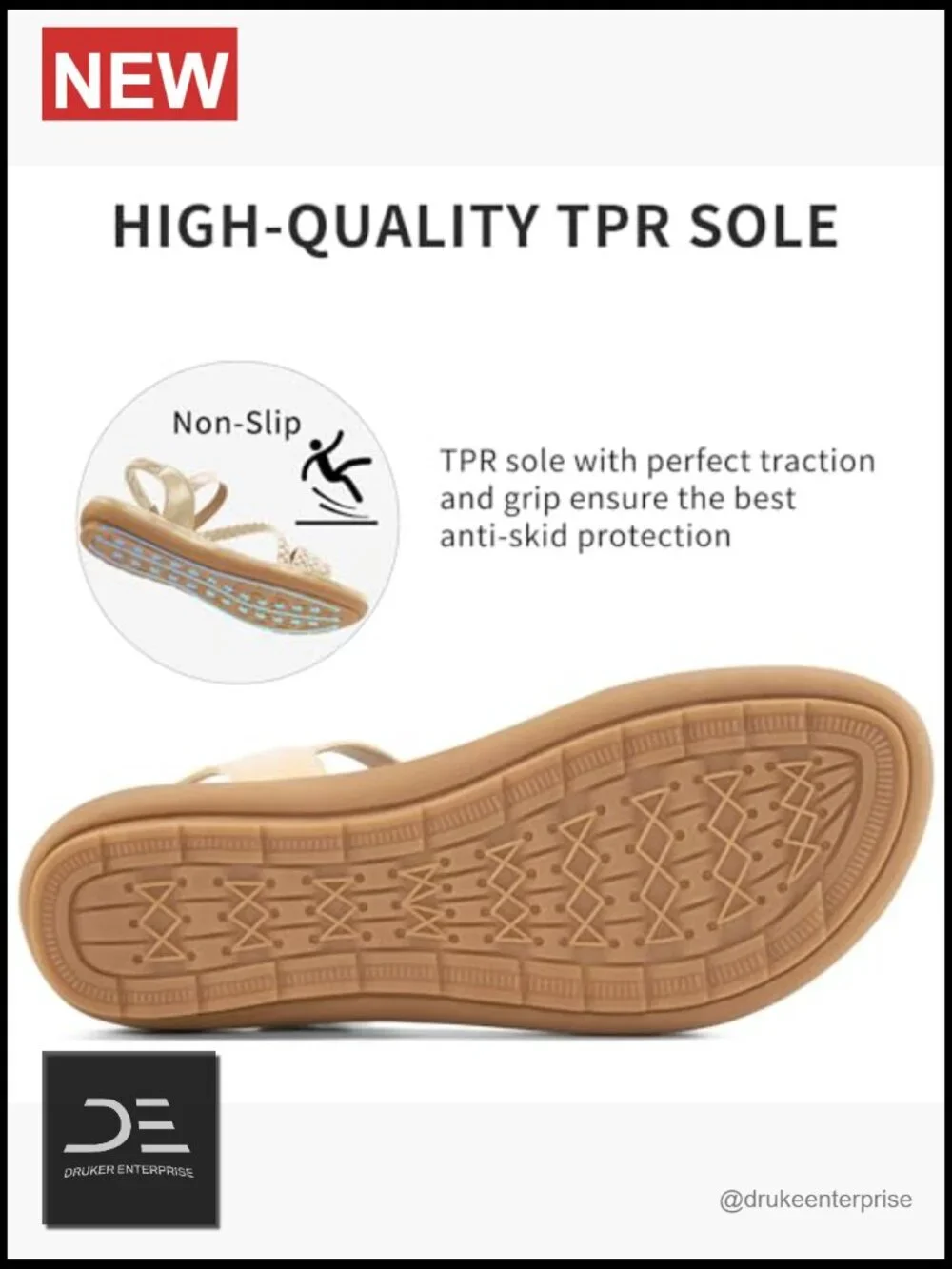 Comfortable Strappy Flats Sandals - Non-Slip TPR Soles
